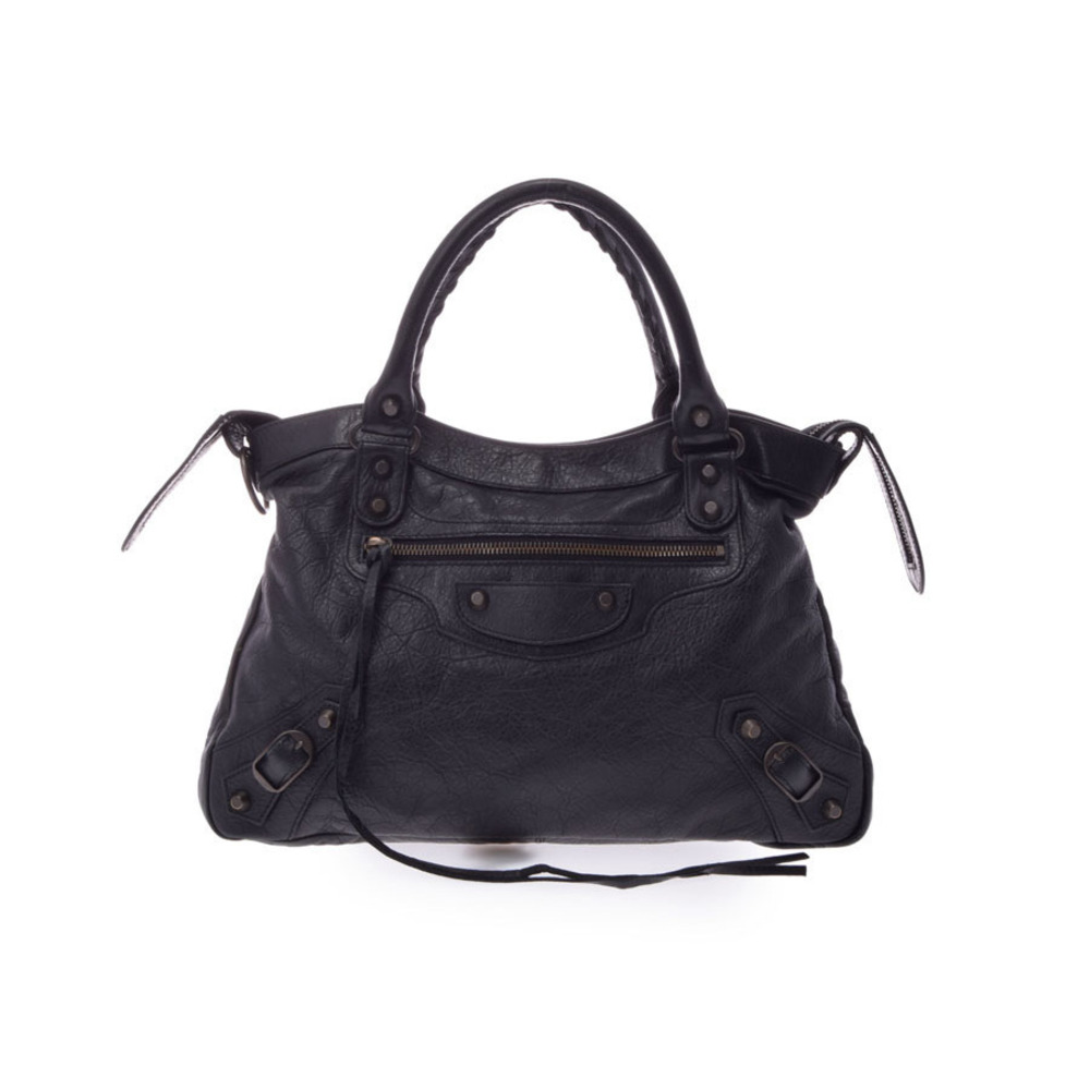 Balenciaga The Town black lambskin bag strap